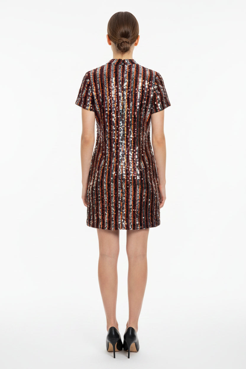 Stunning Superdry Sequin party Stripe Mini Dress