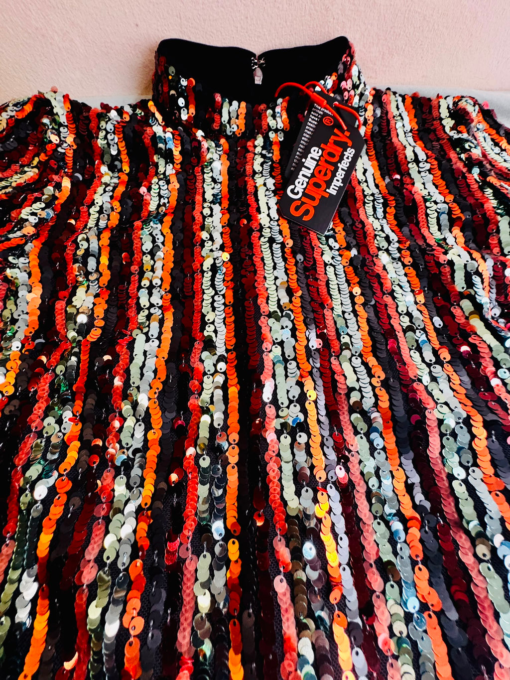 Stunning Superdry Sequin party Stripe Mini Dress