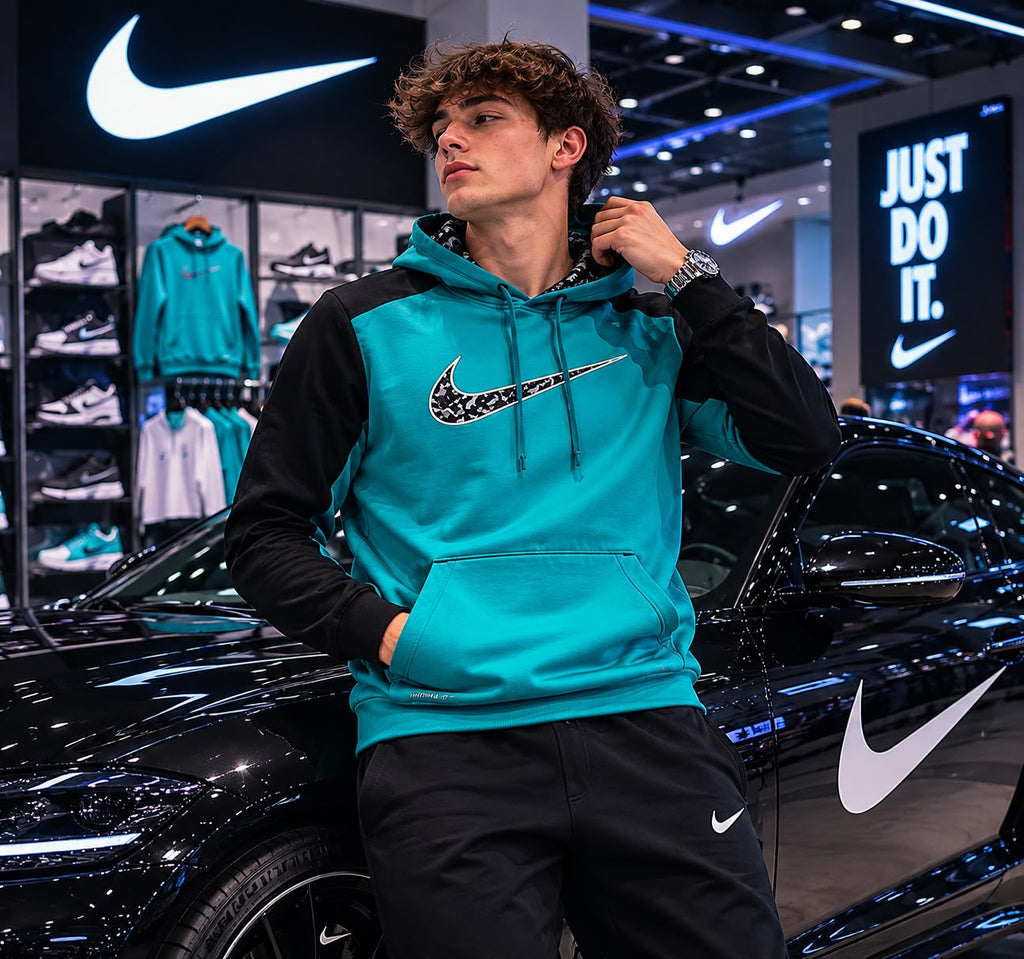 Nike Men’s Pullover Hoodie - Brand New with Tags, Size L, Teal & Black